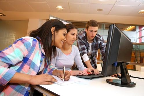 Group of students working in computer lab